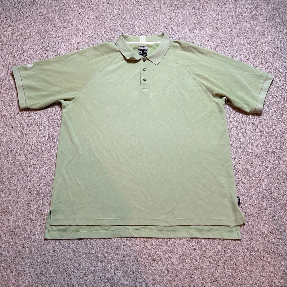 Adidas Pulse Short Sleeve Green Polo Men’s XL Cotton Blend Collared Button
